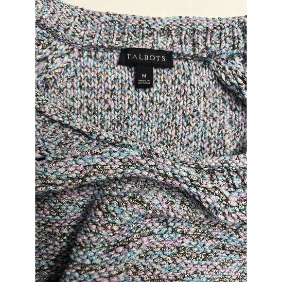 Talbots Women's Sweater Gray with Shades of Blue /Pink Roll Neck Size Medium - Picture 3 of 16